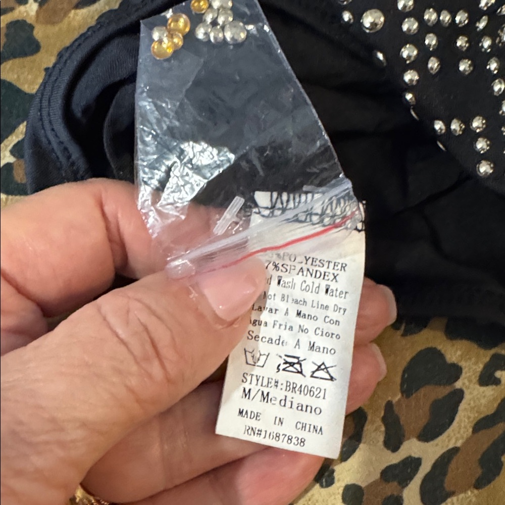 Caché Rare Vintage Black Bodysuit w/ Gold Studs - Picture 11 of 11